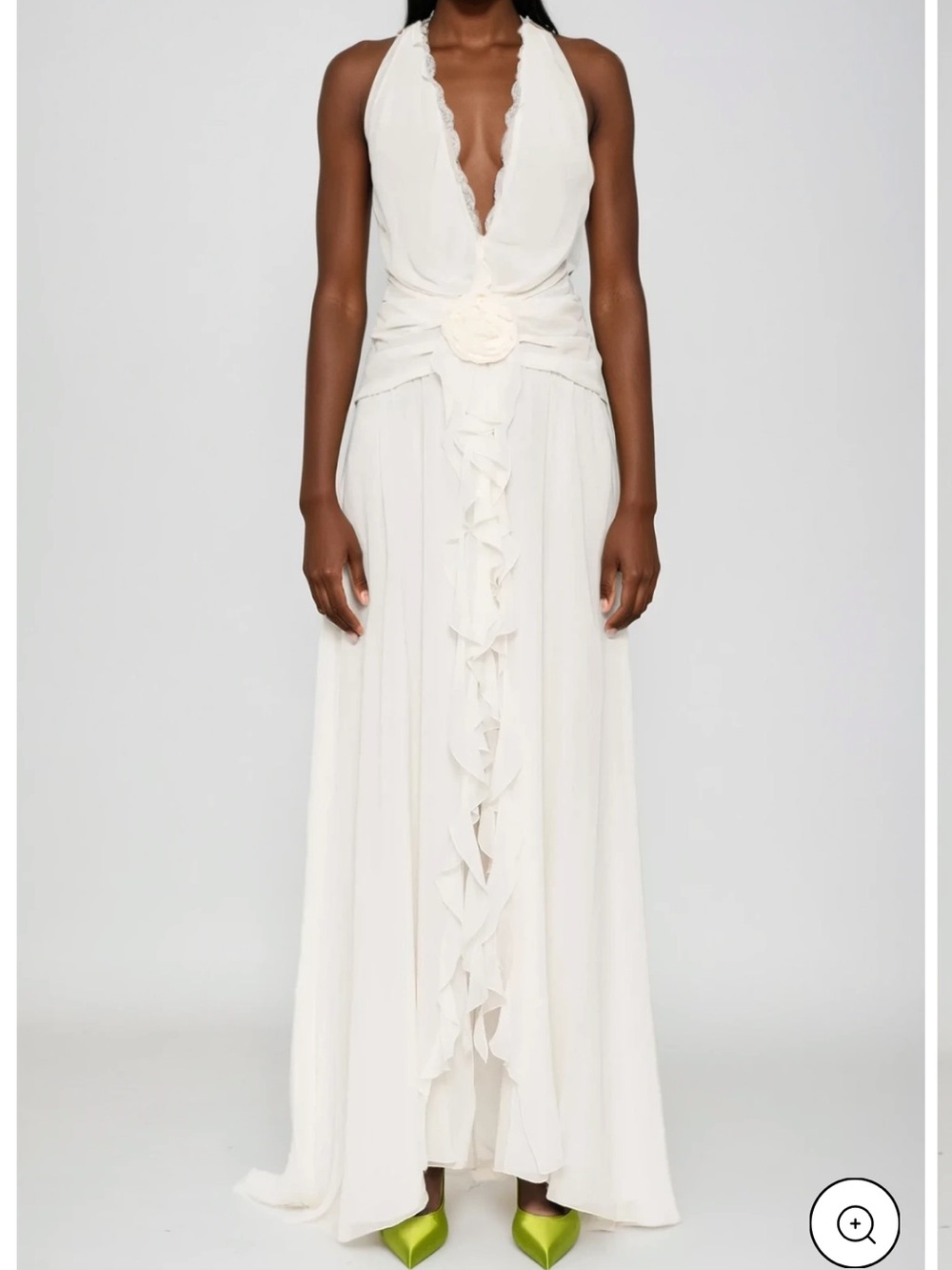 NWT! NEW White Halter Ruffle-Trim Dress Bridal White Party Look
